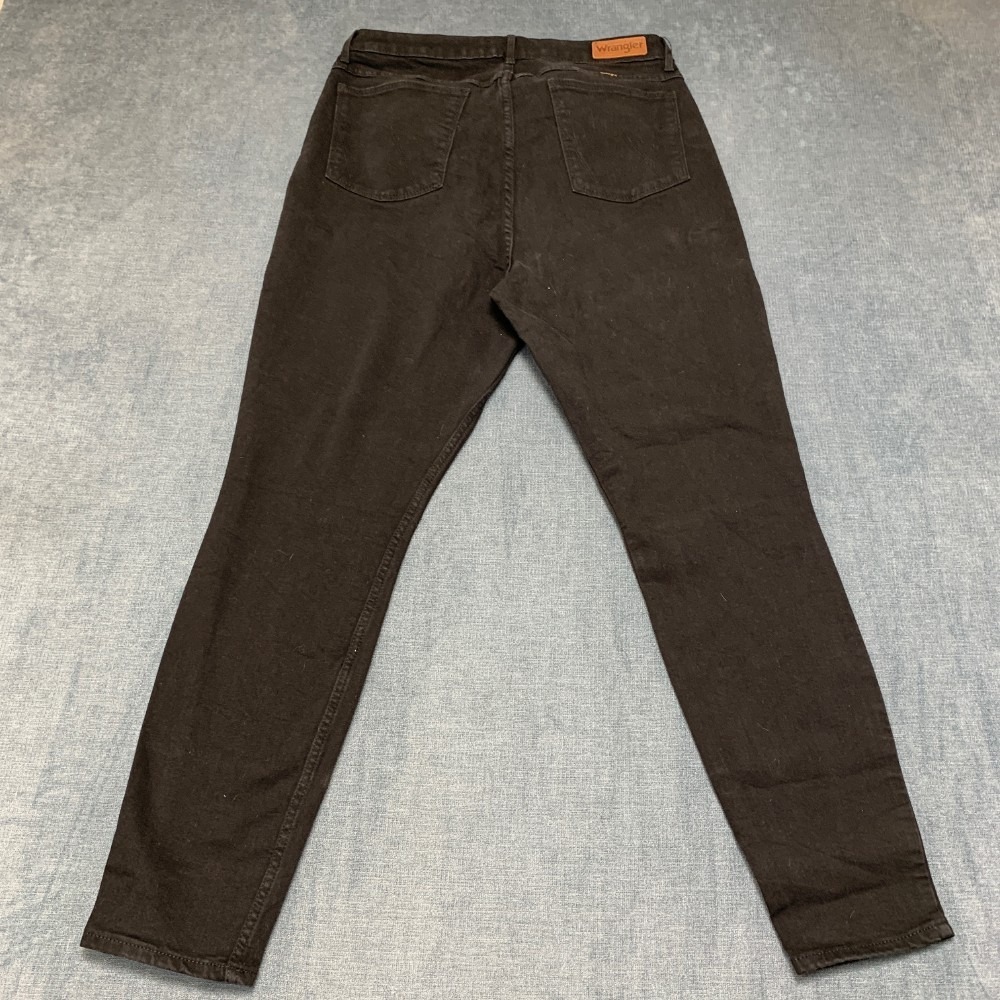 Wrangler Jeans Womens 14 Black Cotton High Rise Unforgettable Skinny Leg Zip Fly